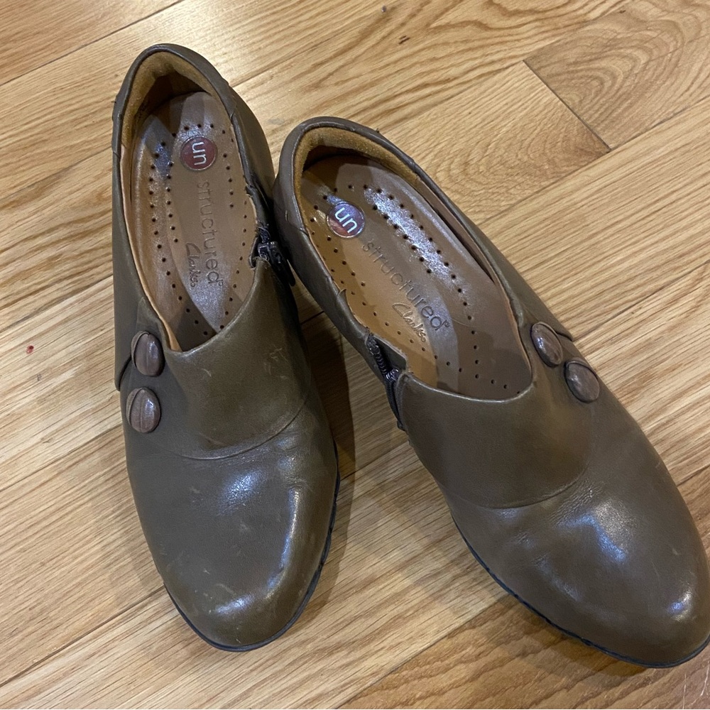 Clarks Unstructured Leather Booties